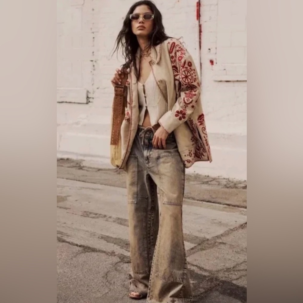 Free People CRVY Outlaw Jeans In Memphis Mud Size XXL We The Free